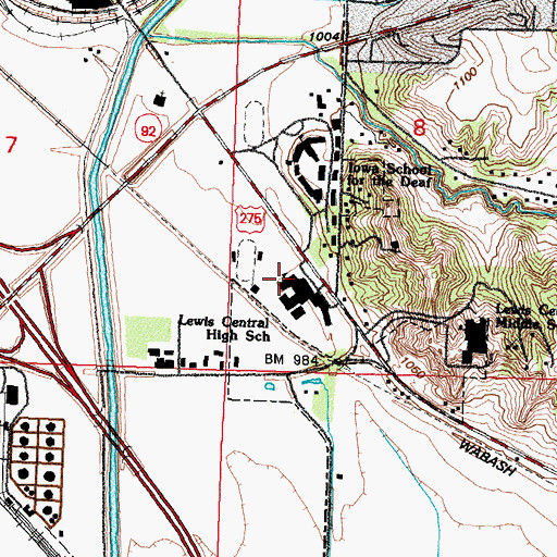 Topographic Map of Lewis Central Middle School, IA