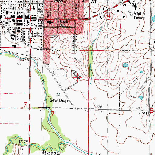 Topographic Map of Guthrie Center Junior High School, IA