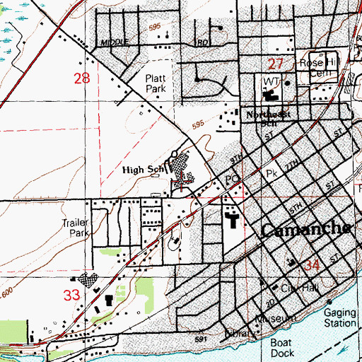 Topographic Map of Camanche Middle School, IA