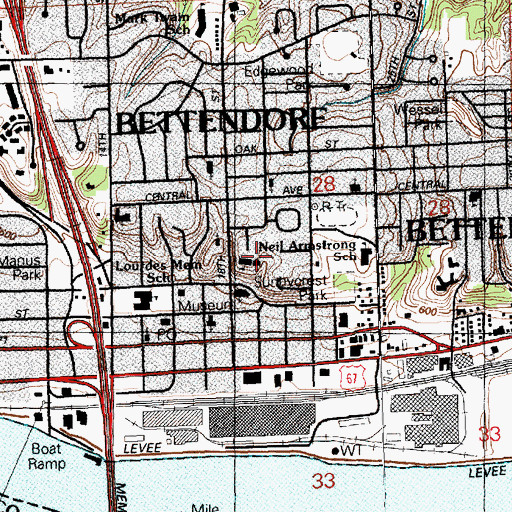 Topographic Map of Rivermont Collegiate School, IA