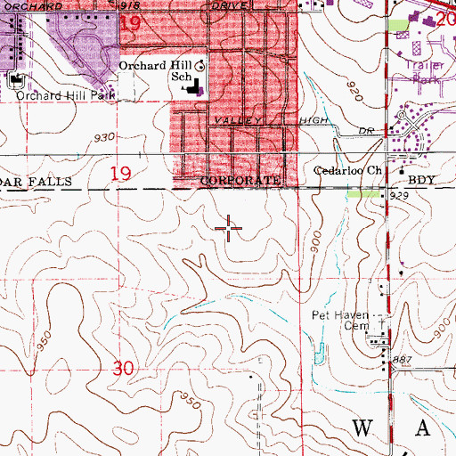 Topographic Map of Valley Lutheran High School, IA