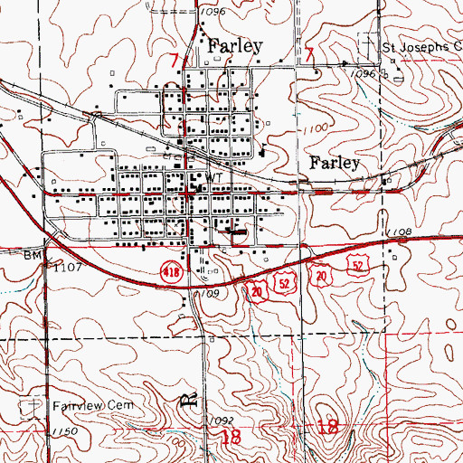 Topographic Map of Seton Catholic School Farley Center, IA