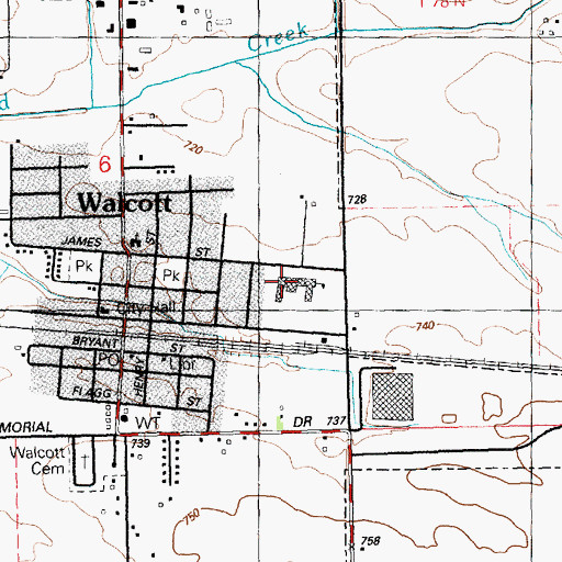 Topographic Map of Walcott Intermediate School, IA