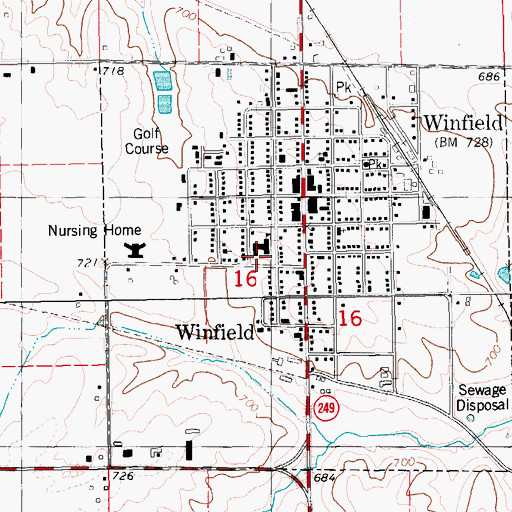 Topographic Map of Winfield - Mount Union Middle / High School, IA