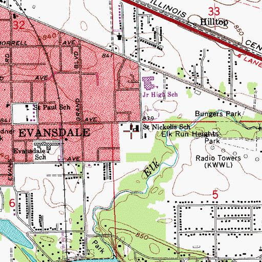 Topographic Map of Poyner Elementary School, IA