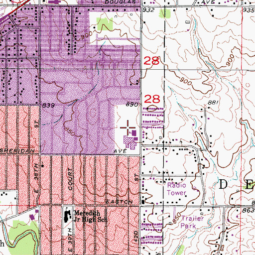Topographic Map of Brubaker Elementary School, IA