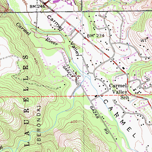 Topographic Map of Las Gazas Creek, CA