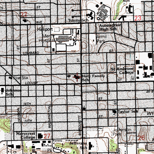 Topographic Map of All Saints Catholic School, IA