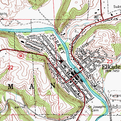 Topographic Map of Central Community Elementary School, IA