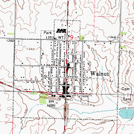Topographic Map of Walnut High School, IA