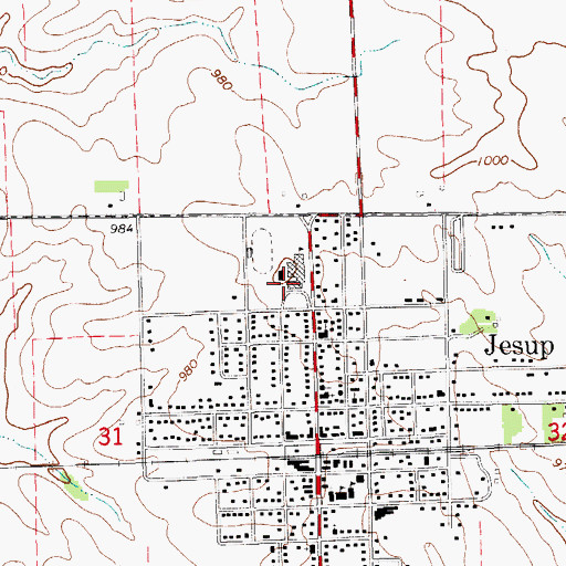 Topographic Map of Jesup Middle School, IA