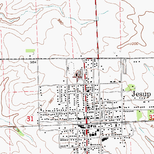 Topographic Map of Jesup Middle School, IA