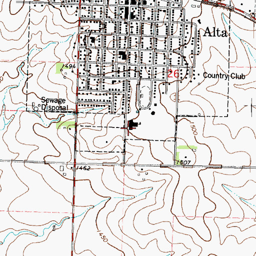 Topographic Map of Alta - Aurelia High School, IA