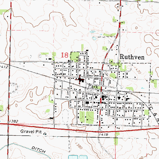 Topographic Map of Ruthven - Ayrshire Elementary School, IA