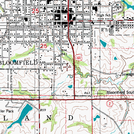 Topographic Map of Davis County Flex - Ed High School, IA