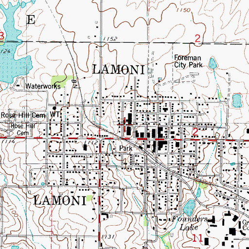 Topographic Map of Lamoni Middle School, IA