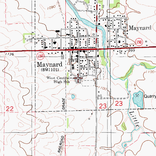 Topographic Map of Northeast Iowa High School Charter, IA