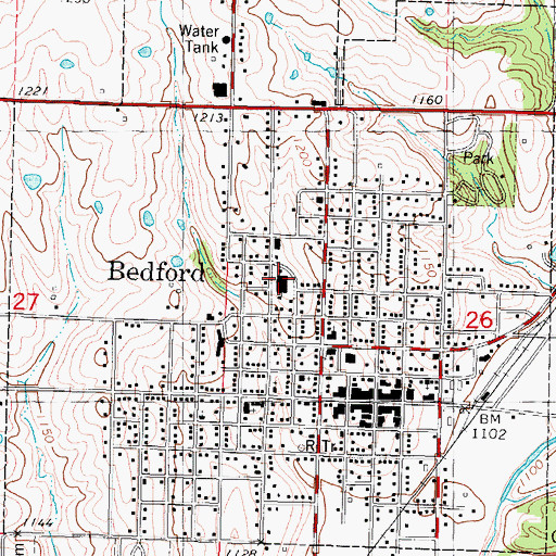Topographic Map of Bedford High School, IA