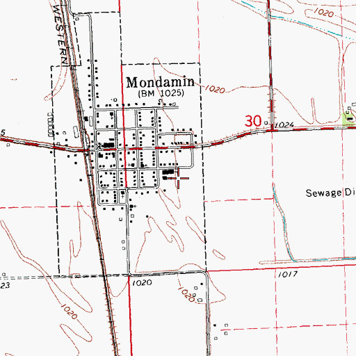 Topographic Map of West Harrison Middle / High School, IA