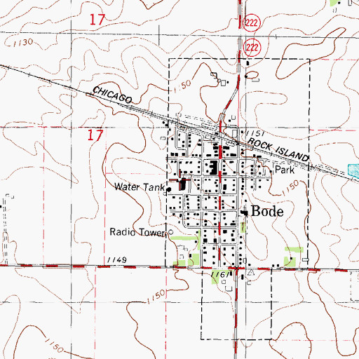Topographic Map of Twin Rivers Elementary School, IA