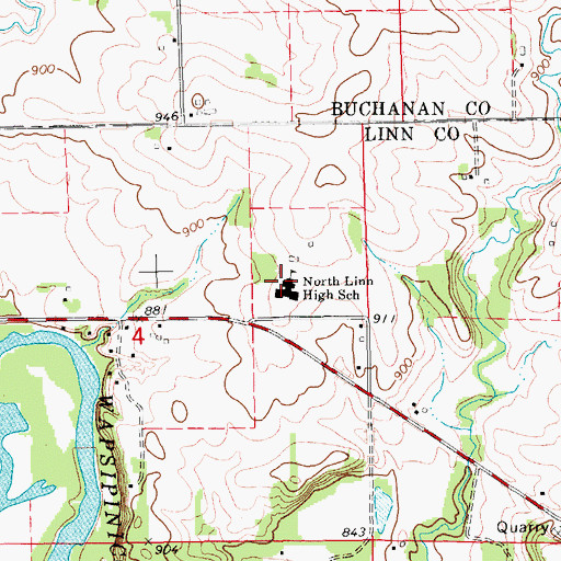 Topographic Map of North - Linn Middle School, IA