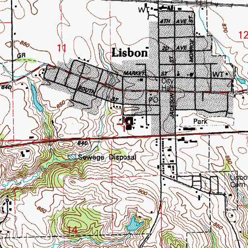 Topographic Map of Lisbon Elementary School, IA