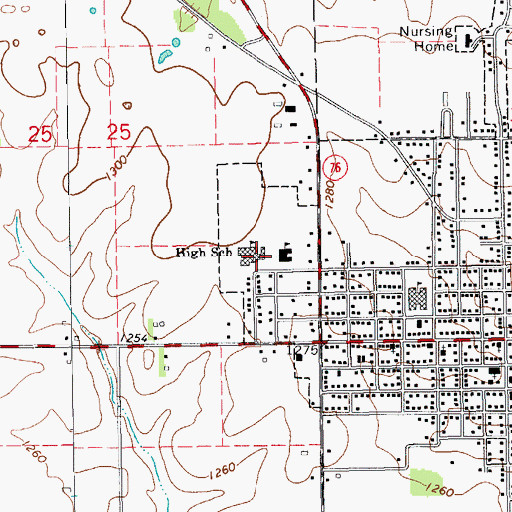 Topographic Map of Waukon Middle School, IA