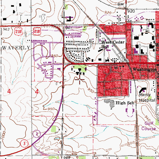 Topographic Map of Greenview Alternative School, IA