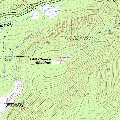 Topographic Map of Last Chance Meadow, CA