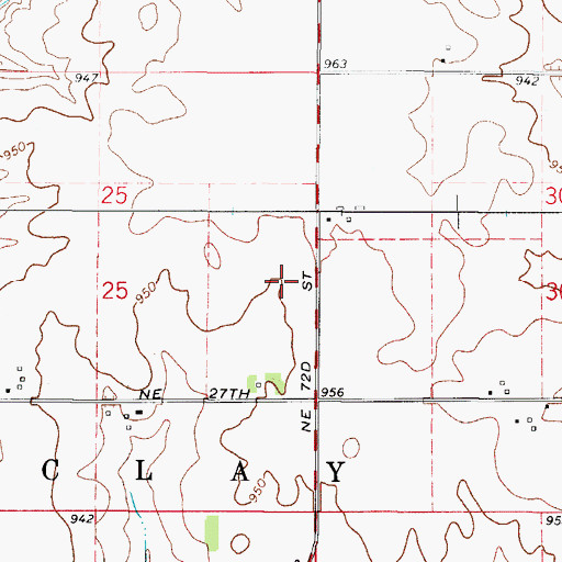 Topographic Map of Clay Elementary School, IA
