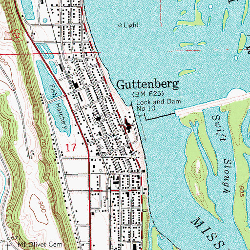 Topographic Map of Clayton Ridge Elementary School, IA