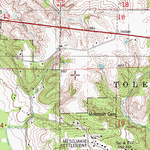 Topographic Map of Meskwaki Settlement School - Elementary School, IA