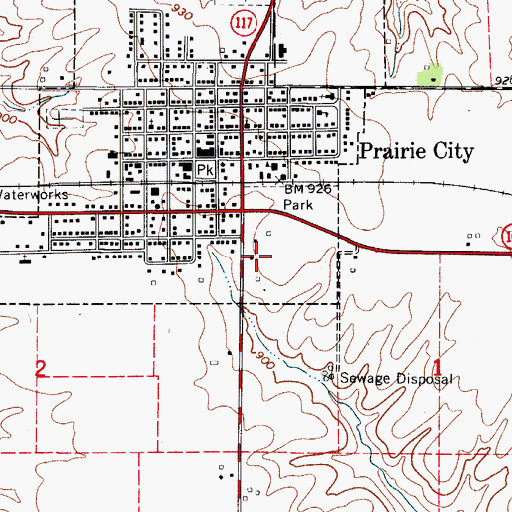 Topographic Map of Prairie City Elementary School, IA