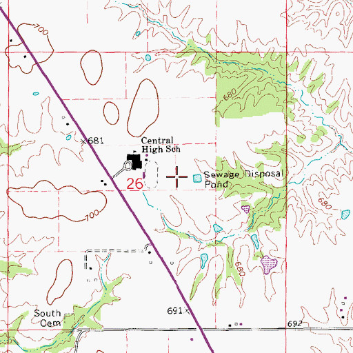 Topographic Map of Central Lee Middle School, IA
