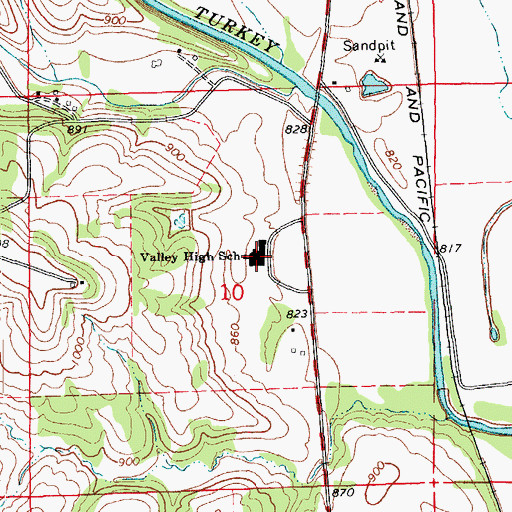 Topographic Map of Valley High School, IA
