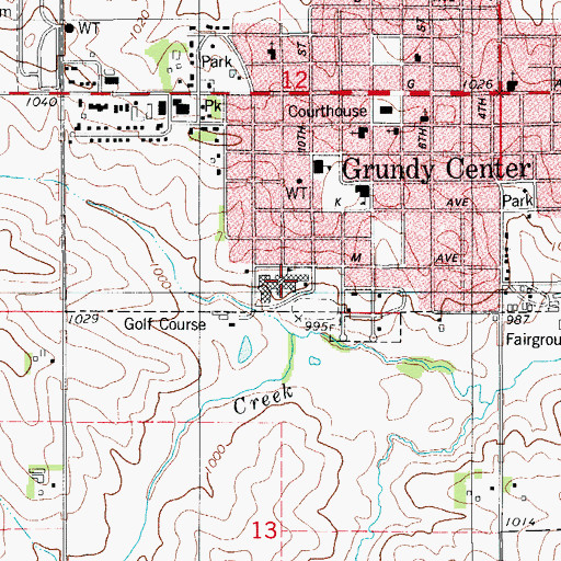 Topographic Map of Grundy Center Middle School, IA