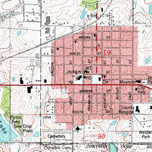 Topographic Map of Wayne Junior High School, IA