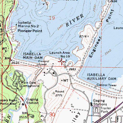 Topographic Map of Launch Area Number Nineteen, CA