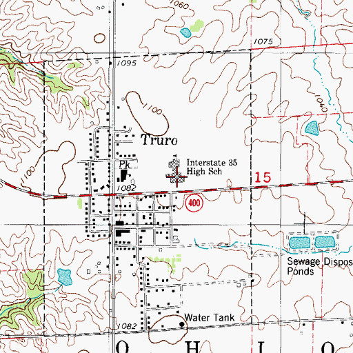 Topographic Map of Interstate 35 Elementary School, IA