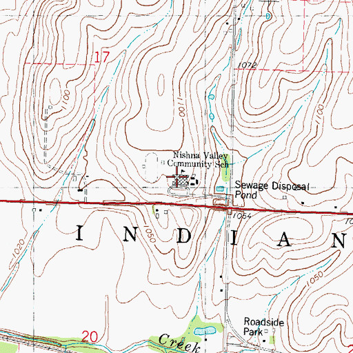 Topographic Map of East Mills Middle School, IA