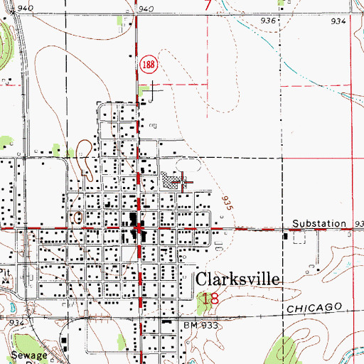 Topographic Map of Clarksville Middle / High School, IA