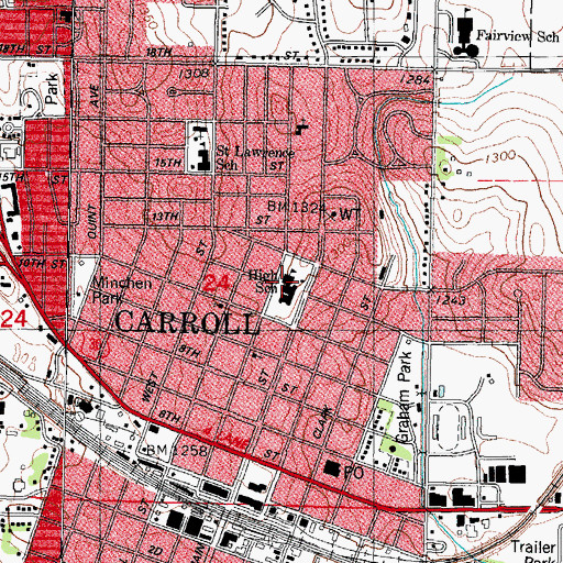 Topographic Map of Carroll Alternative School, IA