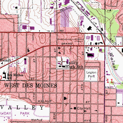 Topographic Map of Hillside Elementary School, IA