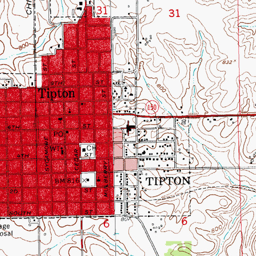 Topographic Map of Tipton High School, IA