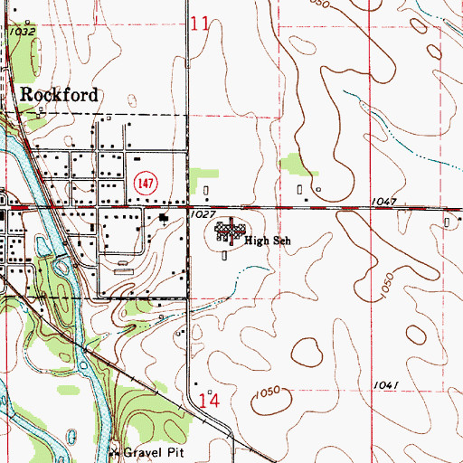 Topographic Map of Rockford Senior and Junior High School, IA