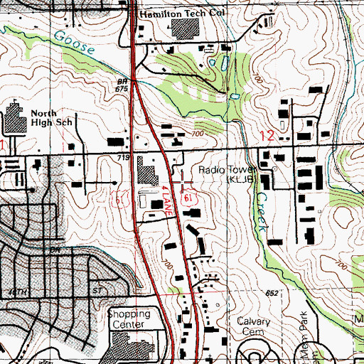 Topographic Map of La James International College, IA