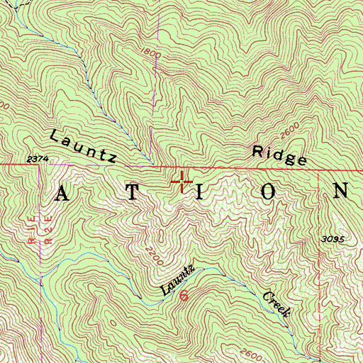Topographic Map of Launtz Ridge, CA