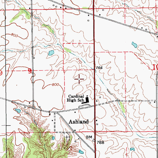 Topographic Map of Cardinal Elementary School, IA