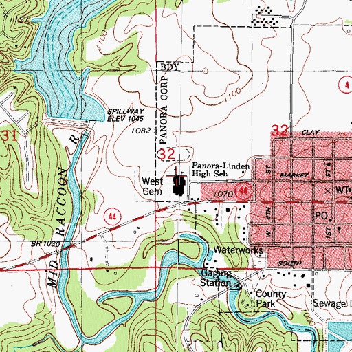 Topographic Map of Panorama Middle School, IA
