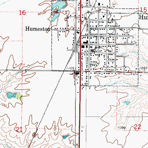Topographic Map of Mormon Trail Elementary School, IA